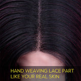Maxbell 14'' Natural Silky Synthetic Long Straight Wigs Middle Part Lace Front Wig