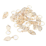 Maxbell 30pc Golden Leaves Pendant Metal Circlets For Dreadlock Braids DIY Hairstyle