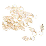 Maxbell 30pc Golden Leaves Pendant Metal Circlets For Dreadlock Braids DIY Hairstyle