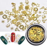 Maxbell 3 Box DIY Nail Art Glitter Metal Nails Tips Christmas 3D Nail Art Charm Gold