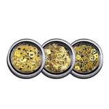 Maxbell 3 Box DIY Nail Art Glitter Metal Nails Tips Christmas 3D Nail Art Charm Gold