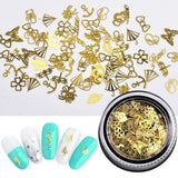 Maxbell 3 Box DIY Nail Art Glitter Metal Nails Tips Christmas 3D Nail Art Charm Gold