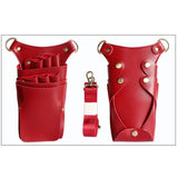 Maxbell Maxbell PU Leather Hair Scissor Holster Bag Pouch Holder with Waist Belt Red