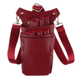 Maxbell Maxbell PU Leather Hair Scissor Holster Bag Pouch Holder with Waist Belt Red