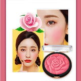 Maxbell Maxbell Silky Smooth Face Blush Natural Cheek Makeup Powder Palette with Brush Set Rose Red
