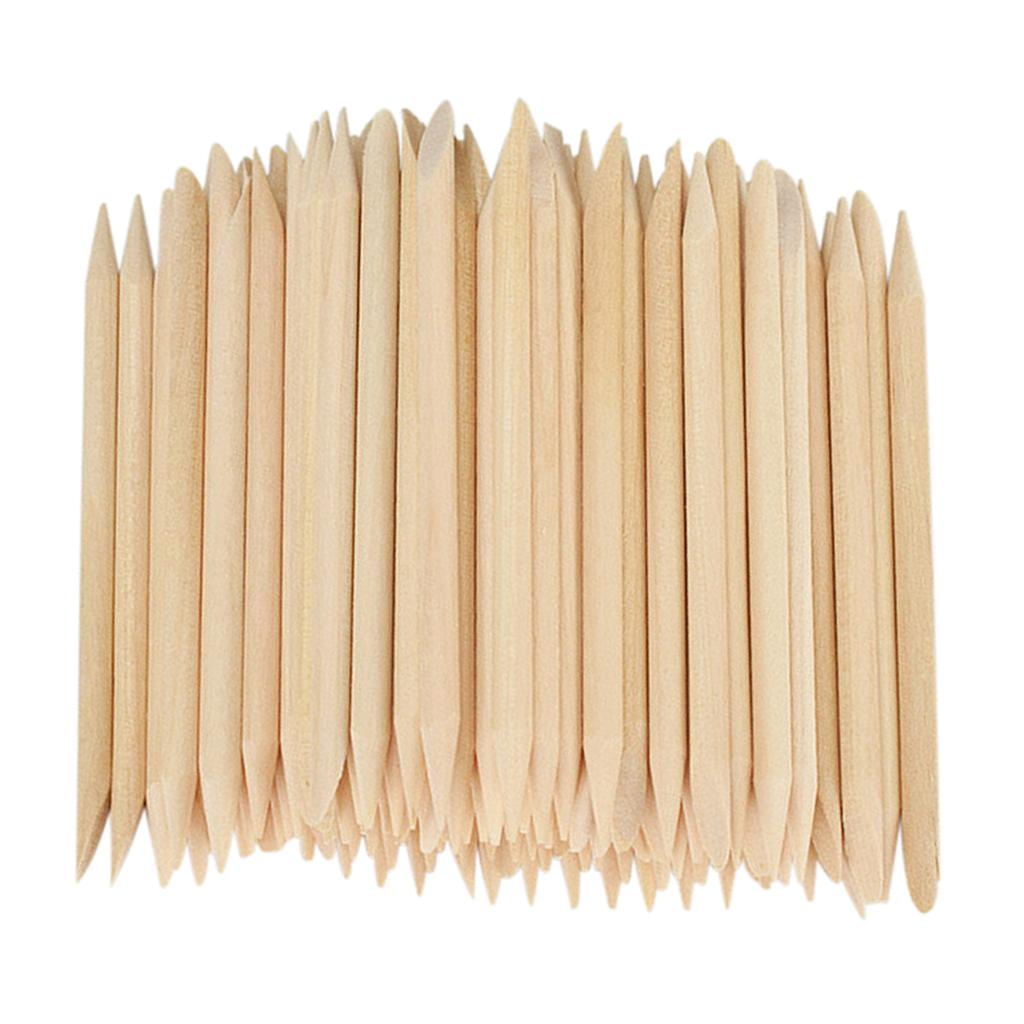 Maxbell Maxbell 100Pcs Orange Wood Cuticle Pusher Remover Disposable Manicure and Pedicure Tool for Fingernails and Toenails