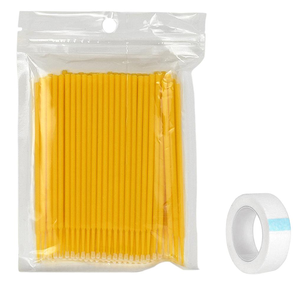 Maxbell Maxbell 100Pcs Disposable Eyelash Extension Microbrush Swabs & Under Eye Pads Yellow