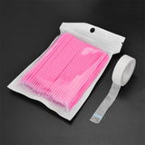 Maxbell Maxbell 100Pcs Disposable Eyelash Extension Microbrush Swabs & Under Eye Pads Pink