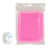 Maxbell Maxbell 100Pcs Disposable Eyelash Extension Microbrush Swabs & Under Eye Pads Pink