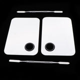 Maxbell Maxbell 2x Steel Nail Art Face Makeup Foundation Mixing Palette+Spatula Sets Mirror