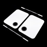 Maxbell Maxbell 2x Steel Nail Art Face Makeup Foundation Mixing Palette+Spatula Sets Mirror