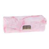 Maxbell Maxbell Stone Pattern Leather Lip Gloss Makeup Lipstick Holder Case with Mirror Pink