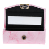 Maxbell Maxbell Stone Pattern Leather Lip Gloss Makeup Lipstick Holder Case with Mirror Pink