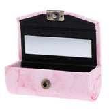 Maxbell Maxbell Stone Pattern Leather Lip Gloss Makeup Lipstick Holder Case with Mirror Pink