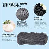 Maxbell Maxbell 100% Natural Konjac Soft Puff Face Body Wash Cleaning Sponge Bamboo Charcoal