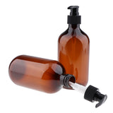 Maxbell Maxbell 2x Empty Translucent PET Shampoo Conditioner Pump Bottles Container 500ml Amber