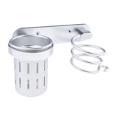 Maxbell Maxbell Hair Dryer Holder Hair Blower Dryer Rack Wall Mount Organizer Storage Cup Silver
