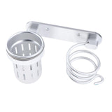 Maxbell Maxbell Hair Dryer Holder Hair Blower Dryer Rack Wall Mount Organizer Storage Cup Silver