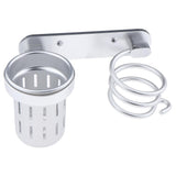 Maxbell Maxbell Hair Dryer Holder Hair Blower Dryer Rack Wall Mount Organizer Storage Cup Silver