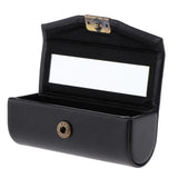 Maxbell Leather Lipstick Case Holder Storage Box mirror Purse Pocket Black