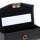 Maxbell Maxbell Leather Lipstick Case Holder Storage Box mirror Purse Pocket Black