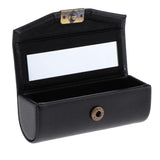 Maxbell Maxbell Leather Lipstick Case Holder Storage Box mirror Purse Pocket Black