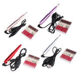 Maxbell Maxbell 6pcs Electric Nail Drill Bits and Nail Art File Pen Machine Kits Rose Pink
