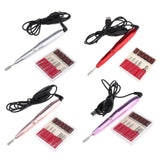 Maxbell Maxbell 6pcs Electric Nail Drill Bits and Nail Art File Pen Machine Kits Rose Pink