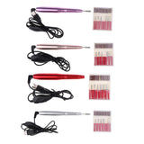Maxbell Maxbell 6pcs Electric Nail Drill Bits and Nail Art File Pen Machine Kits Rose Pink