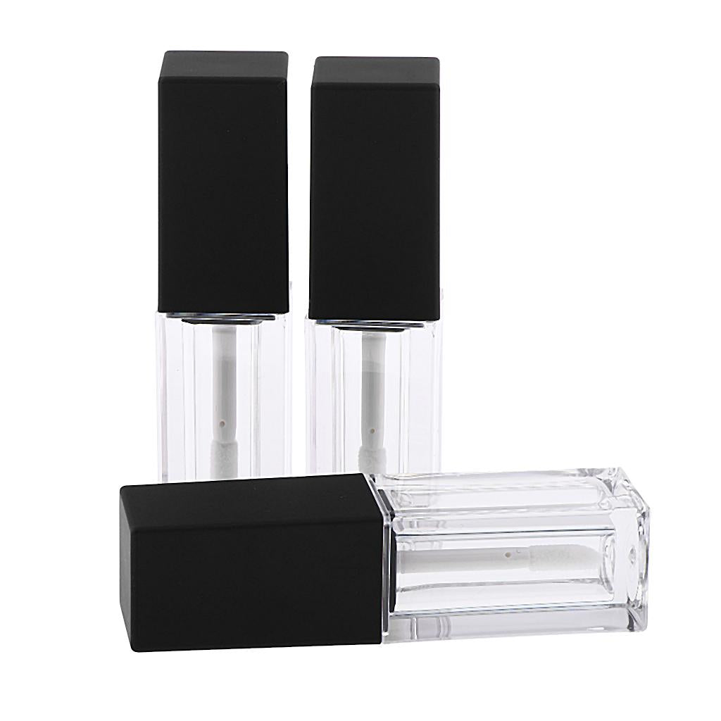 Maxbell Maxbell 3x 5ml Empty Lip Gloss Tubes Balm Bottle Cosmetic Lip Oil Container w/ wand Black