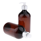 2x 500ml Empty Shampoo Pump Bottle Body Wash Dispenser Container Silver Pump