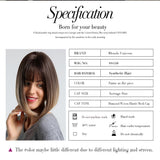 12" Short Straight Bob Synthetic Hair Full Wig Brown Ombre Flaxen
