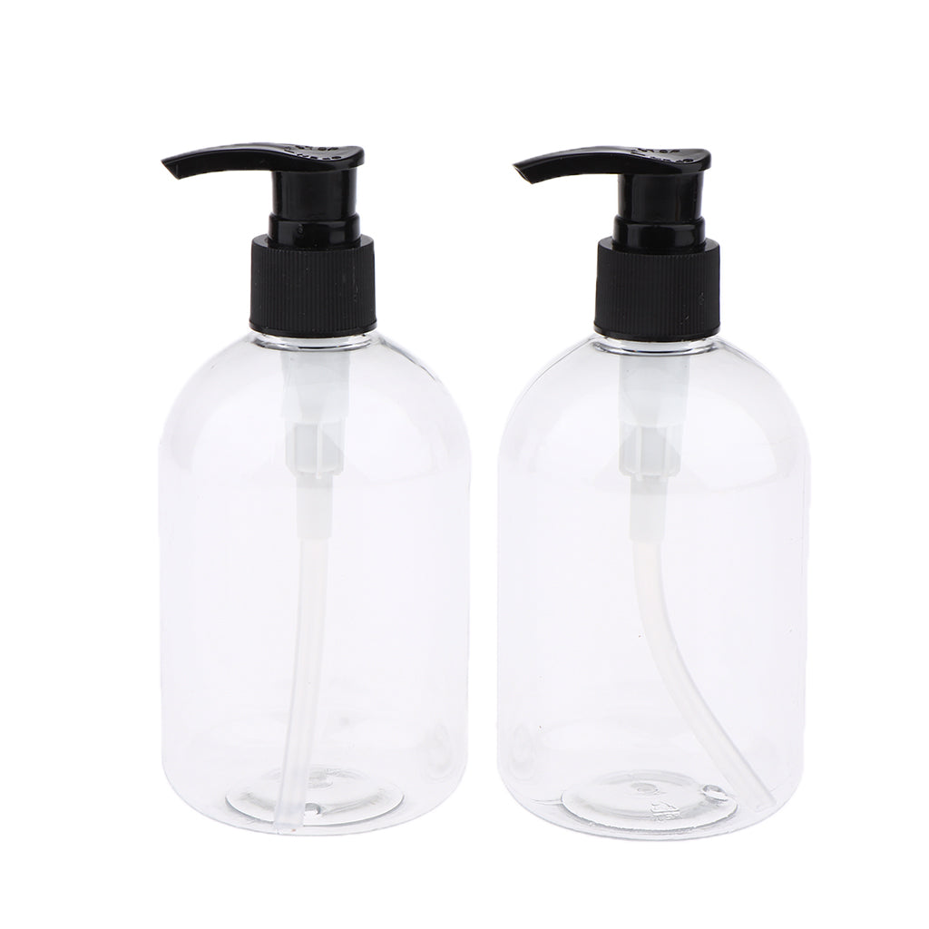 Maxbell Maxbell 2pcs Empty Cosmetic Pump Dispenser PET Plastic Bottle 350ml 350ml Black Pump