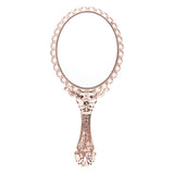 Maxbell Maxbell Antique Handheld Mirror with Embossed Rose Design for Makeup Rose Golden