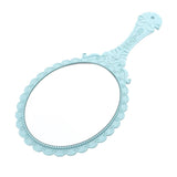 Maxbell Maxbell Antique Handheld Mirror with Embossed Rose Design for Makeup Light Blue