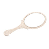 Maxbell Maxbell Antique Handheld Mirror with Embossed Rose Design for Makeup Beige