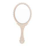 Maxbell Maxbell Antique Handheld Mirror with Embossed Rose Design for Makeup Beige