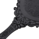 Maxbell Maxbell Antique Handheld Mirror with Embossed Rose Design for Makeup Black