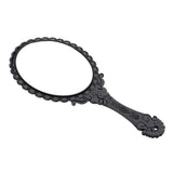 Maxbell Maxbell Antique Handheld Mirror with Embossed Rose Design for Makeup Black