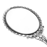 Maxbell Maxbell Antique Handheld Mirror with Embossed Rose Design for Makeup Antique Silver