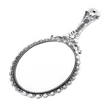 Maxbell Maxbell Antique Handheld Mirror with Embossed Rose Design for Makeup Antique Silver