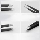 Maxbell Maxbell 4pcs Eyebrow Splinter Facial Hair Removal Precision Slant Flat Tweezers Set Black