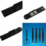 Maxbell Maxbell 5X Eyebrow Scissors Stainless Steel Slant Tip Flat Point Tweezers Silver