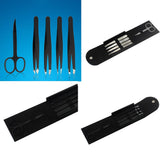 Maxbell Maxbell 5X Eyebrow Scissors Stainless Steel Slant Tip Flat Point Tweezers Silver