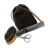 Maxbell Maxbell 4x Bristle Beard Brush Beard Scissor Steel Comb Hair Comb Grooming Supplies