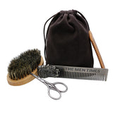 Maxbell Maxbell 4x Bristle Beard Brush Beard Scissor Steel Comb Hair Comb Grooming Supplies