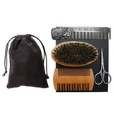 Maxbell Maxbell 4x Bristle Beard Brush Beard Scissor Steel Comb Hair Comb Grooming Supplies