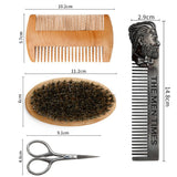 Maxbell Maxbell 4x Bristle Beard Brush Beard Scissor Steel Comb Hair Comb Grooming Supplies