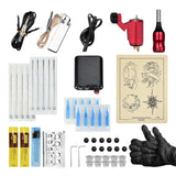 Maxbell Maxbell Complete Tattoo Kit Rotary Tattoo Machine Power Supply Ink Cup Needle Set Red