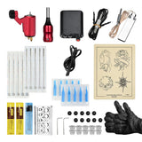 Maxbell Maxbell Complete Tattoo Kit Rotary Tattoo Machine Power Supply Ink Cup Needle Set Red